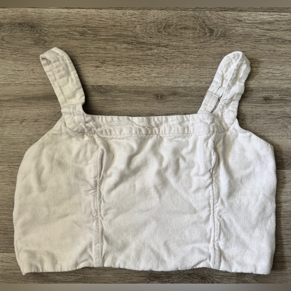 Abercrombie & Fitch White Smocked Crop Tank Top